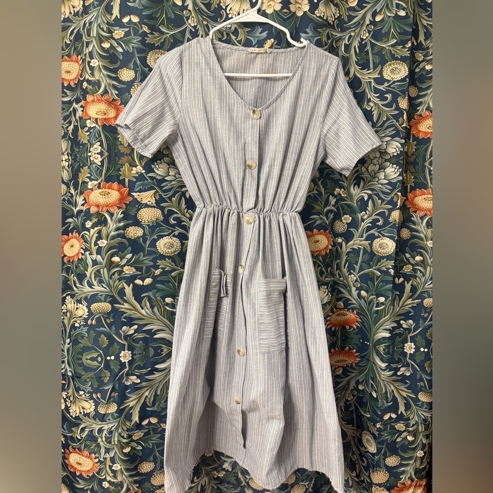 Striped Gray Midi Dress